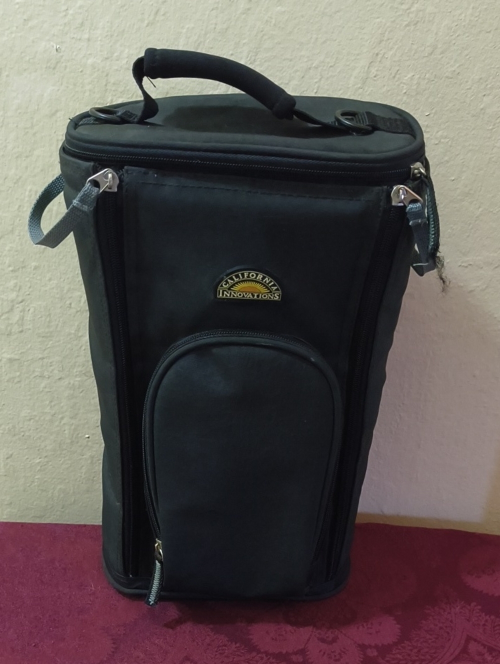 Black Vertical Wine Travel Bag for Two